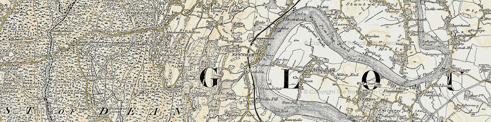 Old map of Ruddle in 1899-1900