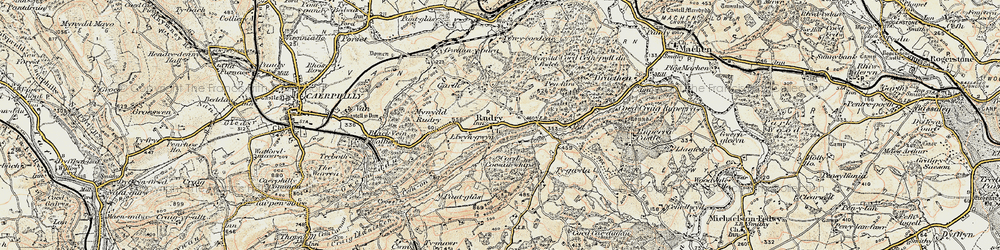 Old map of Rudry in 1899-1900