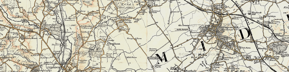 Old map of Ruislip Manor in 1897-1898