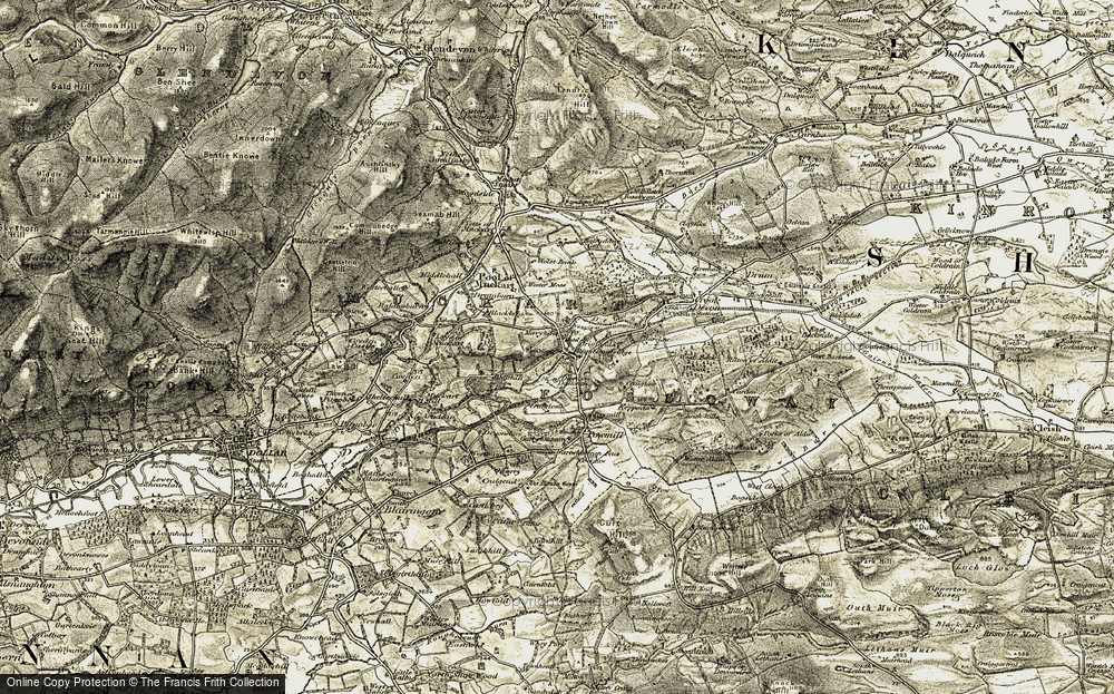 Old Map of Historic Map covering Briglands in 1904-1908