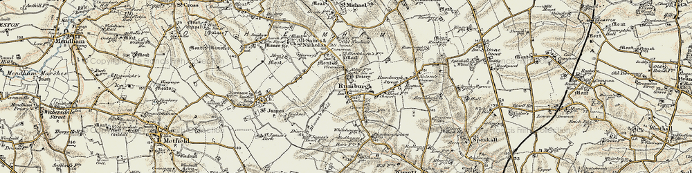 Old map of Rumburgh in 1901-1902