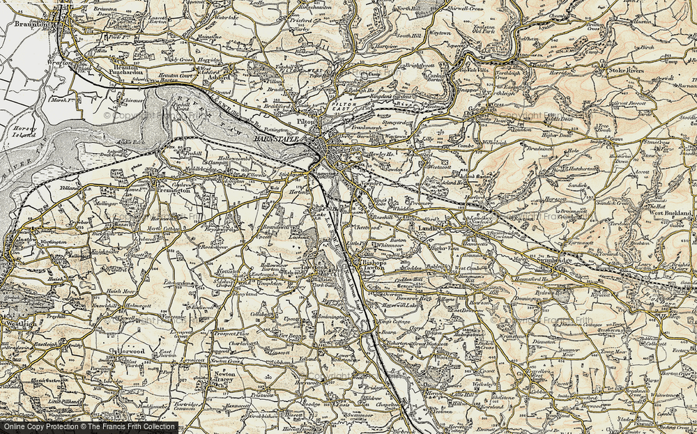 Old Map of Historic Map covering Whiddon in 1900