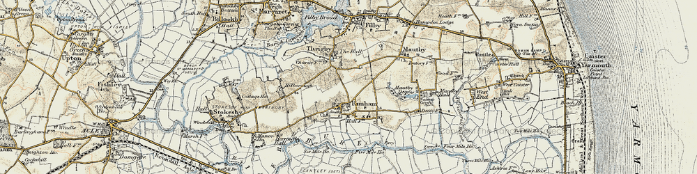 Old map of Runham in 1901-1902