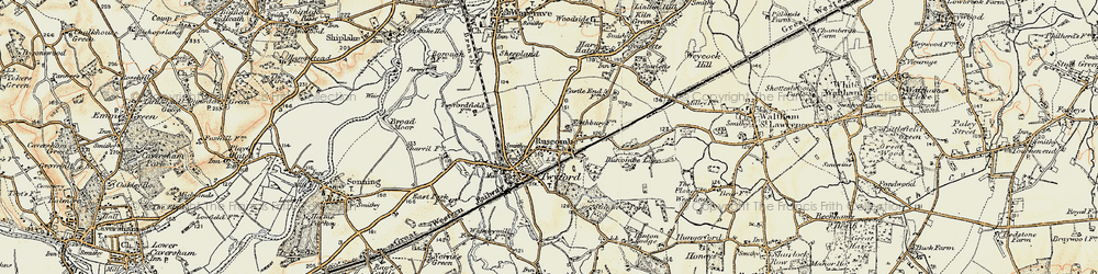 Old map of Ruscombe in 1897-1909