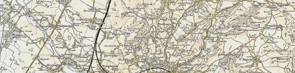 Old map of Ruscombe in 1898-1900