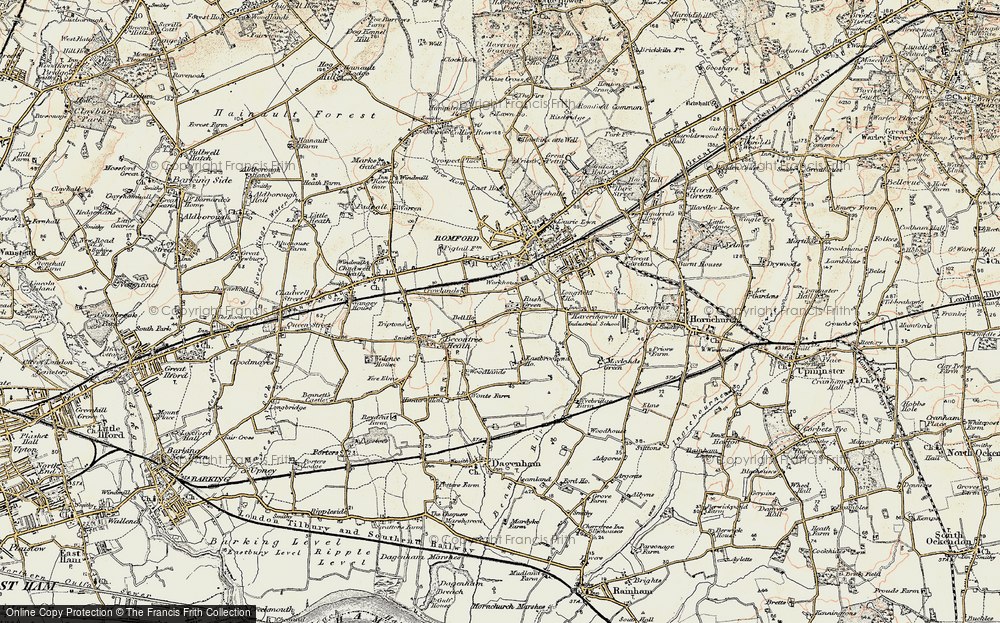 Old Map of Rush Green, 1898 in 1898