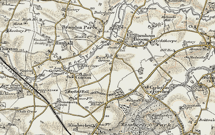Old map of Rush Green in 1901-1902