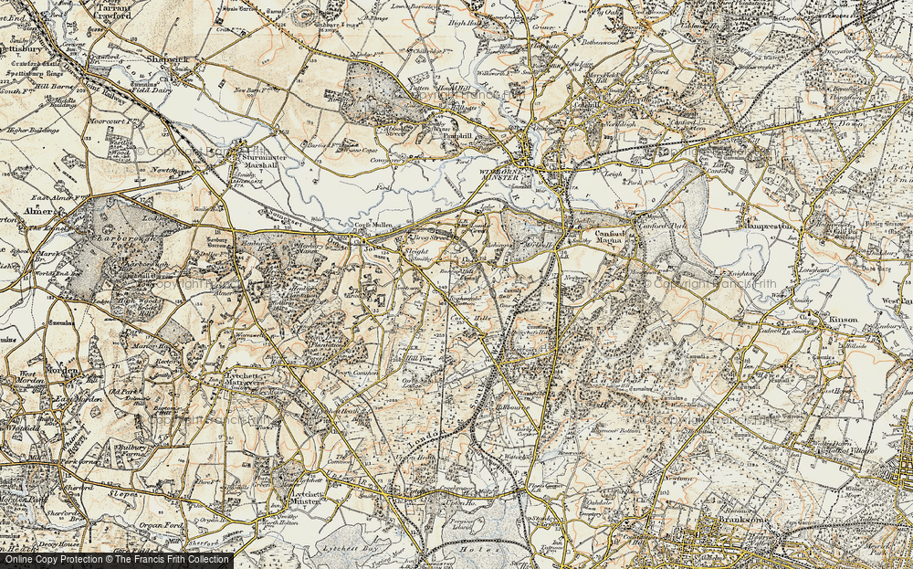 Old Map of Rushcombe Bottom, 1897-1909 in 1897-1909