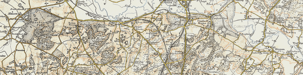 Old map of Rushcombe Bottom in 1897-1909