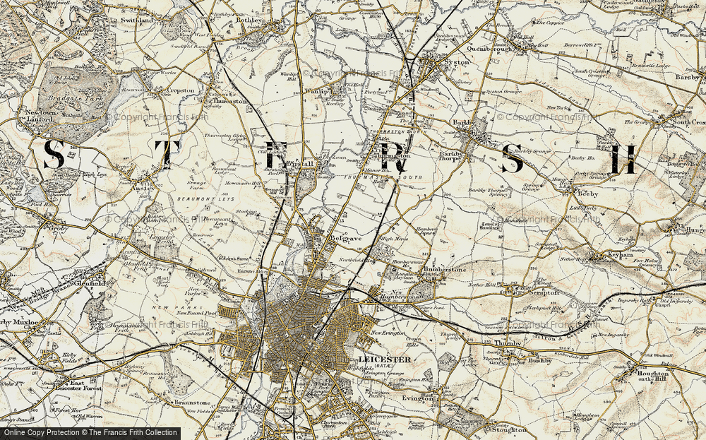 Old Map of Rushey Mead, 1902-1903 in 1902-1903