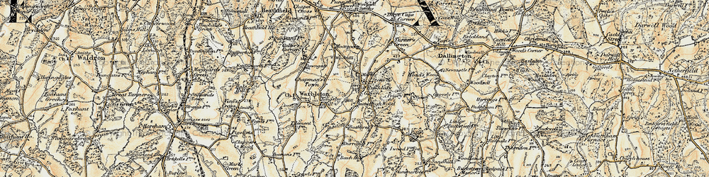 Old map of Rushlake Green in 1898