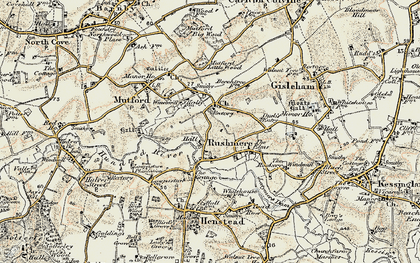 Old map of Rushmere in 1901-1902