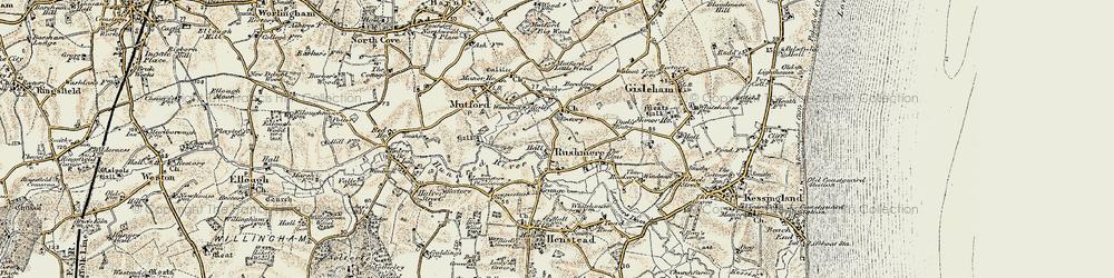 Old map of Rushmere in 1901-1902