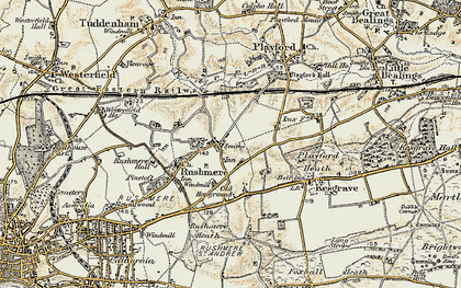Old map of Rushmere Street in 1898-1901