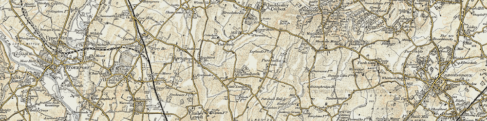 Old map of Rushock in 1901-1902