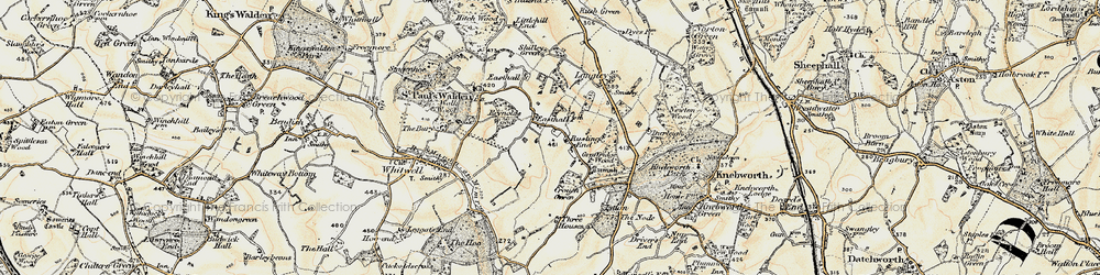 Old map of Rusling End in 1898-1899