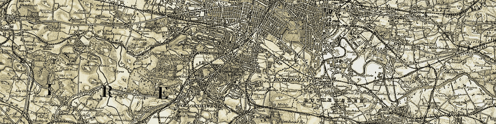 Old map of Rutherglen in 1904-1905