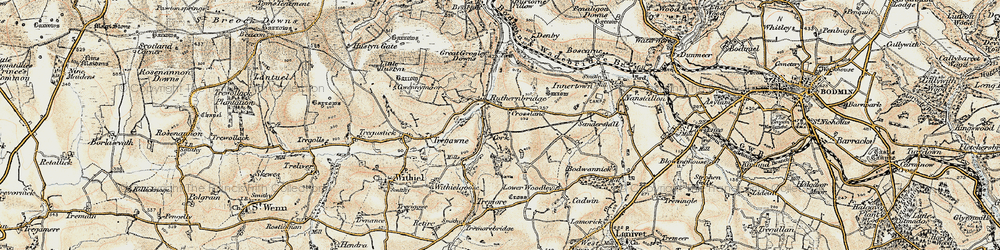Old map of Ruthernbridge in 1900