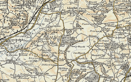 Old map of Ruthin in 1899-1900