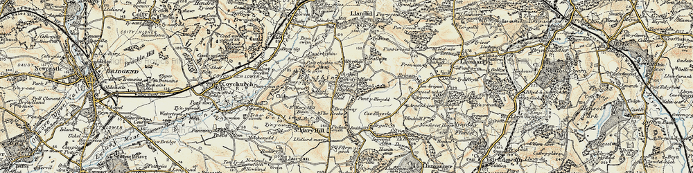 Old map of Ruthin in 1899-1900