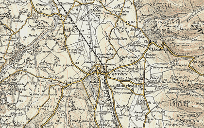 Old map of Ruthin in 1902-1903