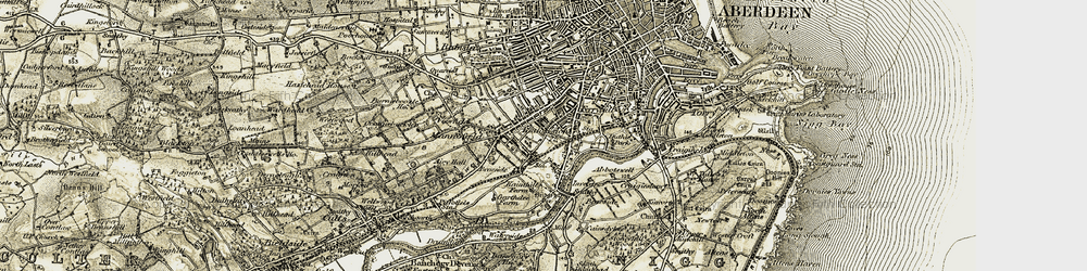 Old map of Ruthrieston in 1908-1909