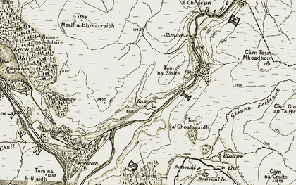 Old map of Tom a' Ghealagaidh in 1908-1912