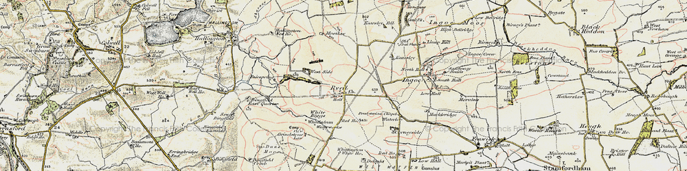 Old map of Ryal in 1901-1903