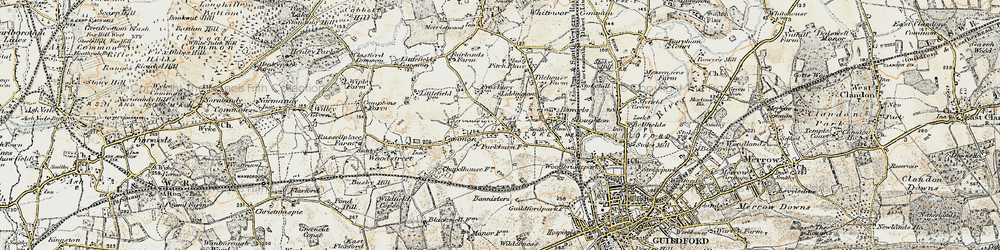 Old map of Rydeshill in 1898-1909