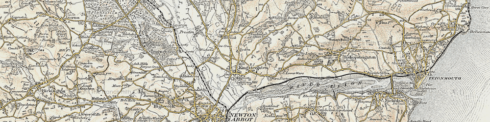 Old map of Rydon in 1899