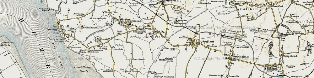Old map of Ryehill in 1903-1908