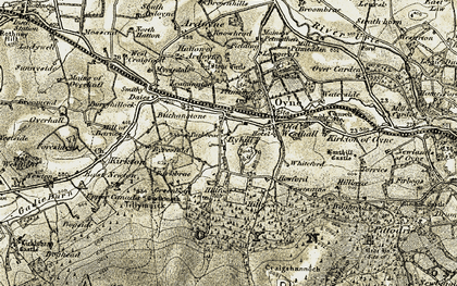 Old map of Bennachie in 1908-1910
