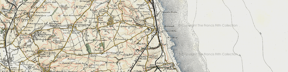 Old map of Ryhope in 1901-1904