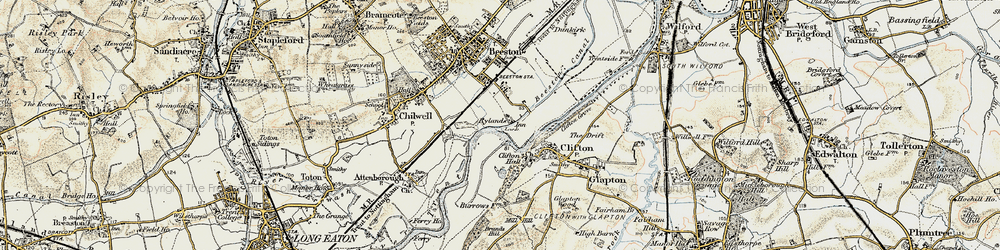 Old map of Rylands in 1902-1903