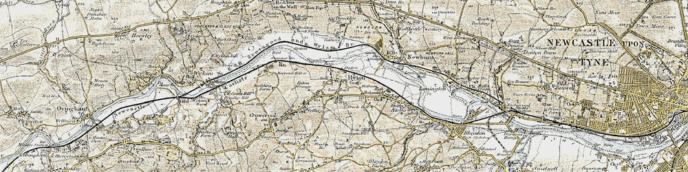 Old map of Ryton in 1901-1904