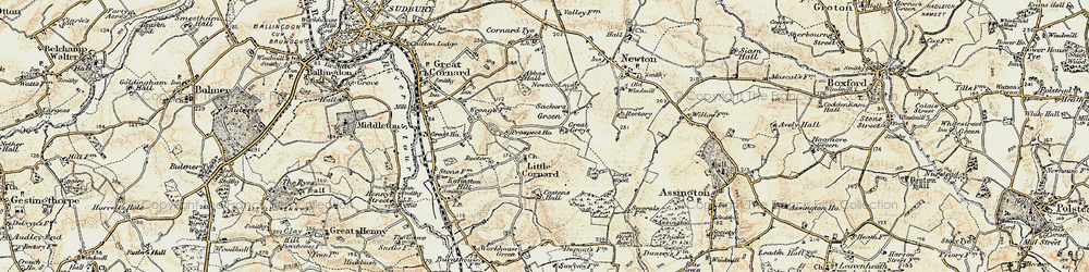 Old map of Sackers Green in 1898-1901