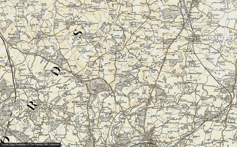 Old Map of Sacombe, 1898-1899 in 1898-1899