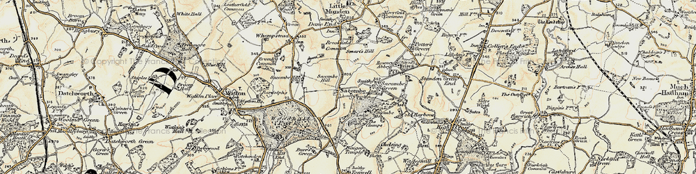 Old map of Sacombe in 1898-1899