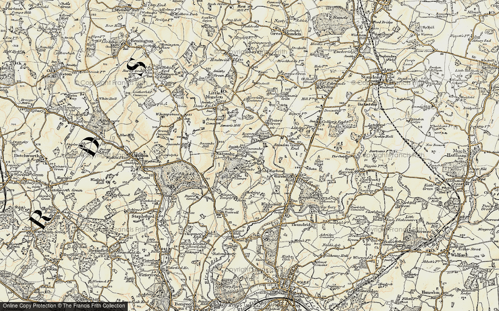 Old Map of Sacombe Green, 1898-1899 in 1898-1899