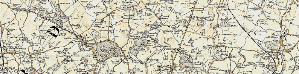 Old map of Sacombe Green in 1898-1899