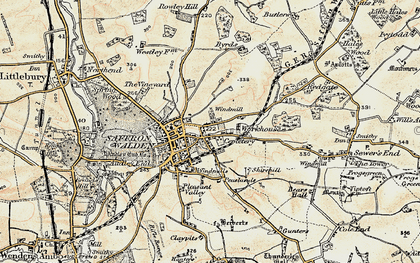 Old map of Saffron Walden in 1898-1901