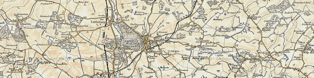 Old map of Saffron Walden in 1898-1901