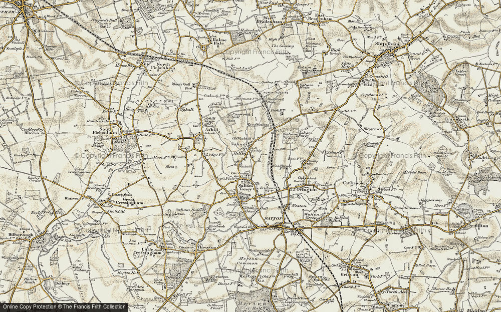 Old Map of Saham Hills, 1901-1902 in 1901-1902