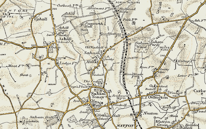Old map of Saham Hills in 1901-1902