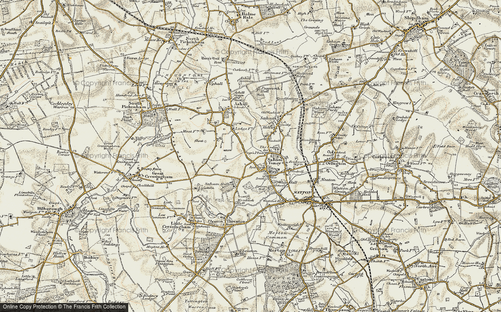 Old Map of Saham Toney, 1901-1902 in 1901-1902