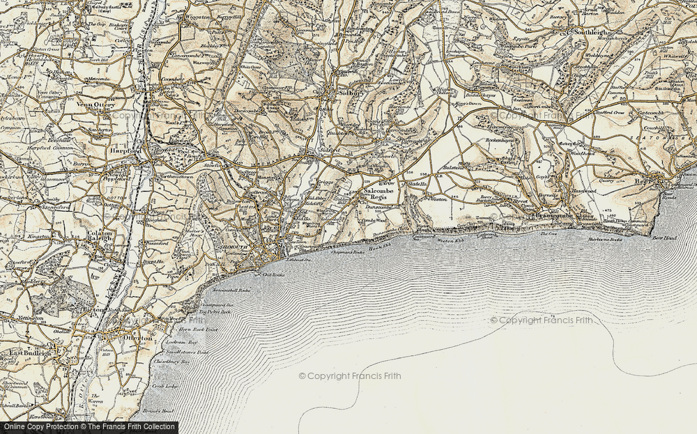 Old Map of Salcombe Regis, 1899 in 1899