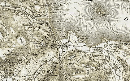 Old map of Allt nan Leothdean in 1906-1908