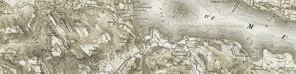 Old map of Salen in 1906-1908