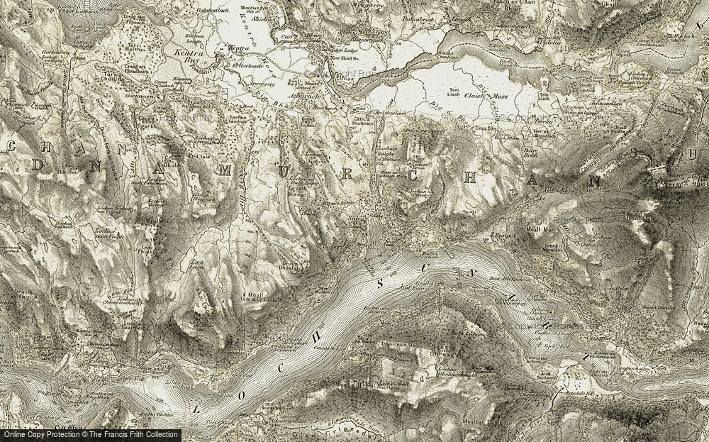 Old Map of Historic Map covering Allt an t-Sailean in 1906-1908
