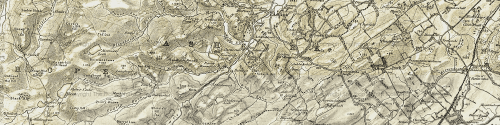 Old map of Woo Burn in 1901-1904
